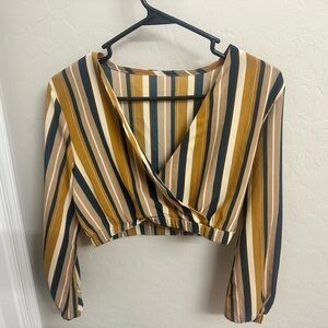 Striped Multicolor Wrap Crop Top